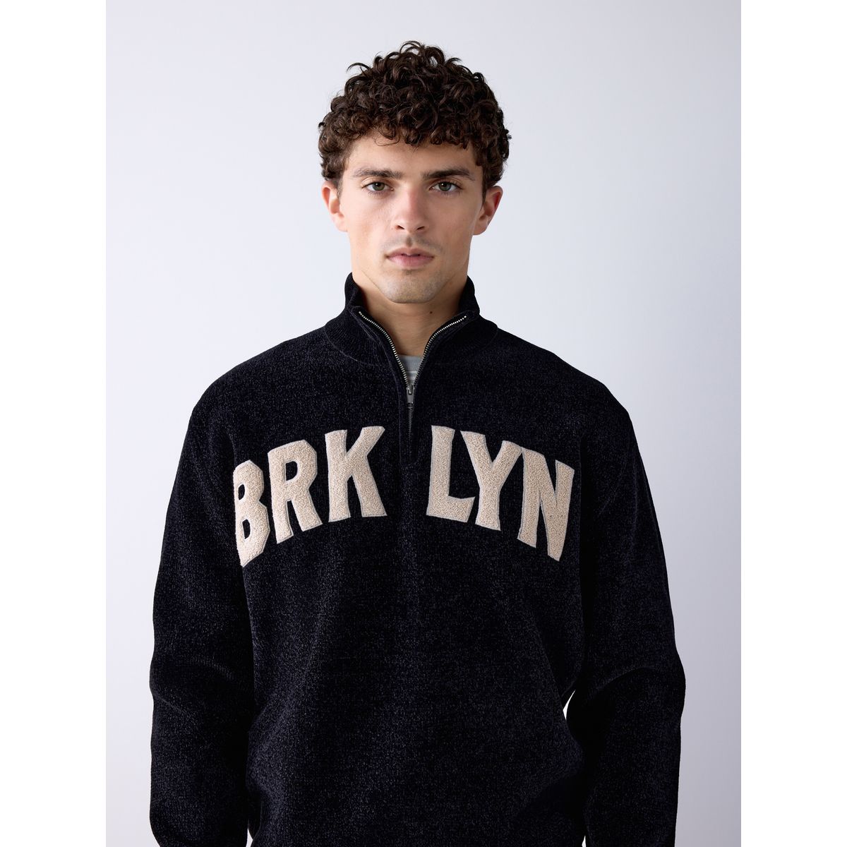 Pull en chenille à col zippé brooklyn black, NEXT