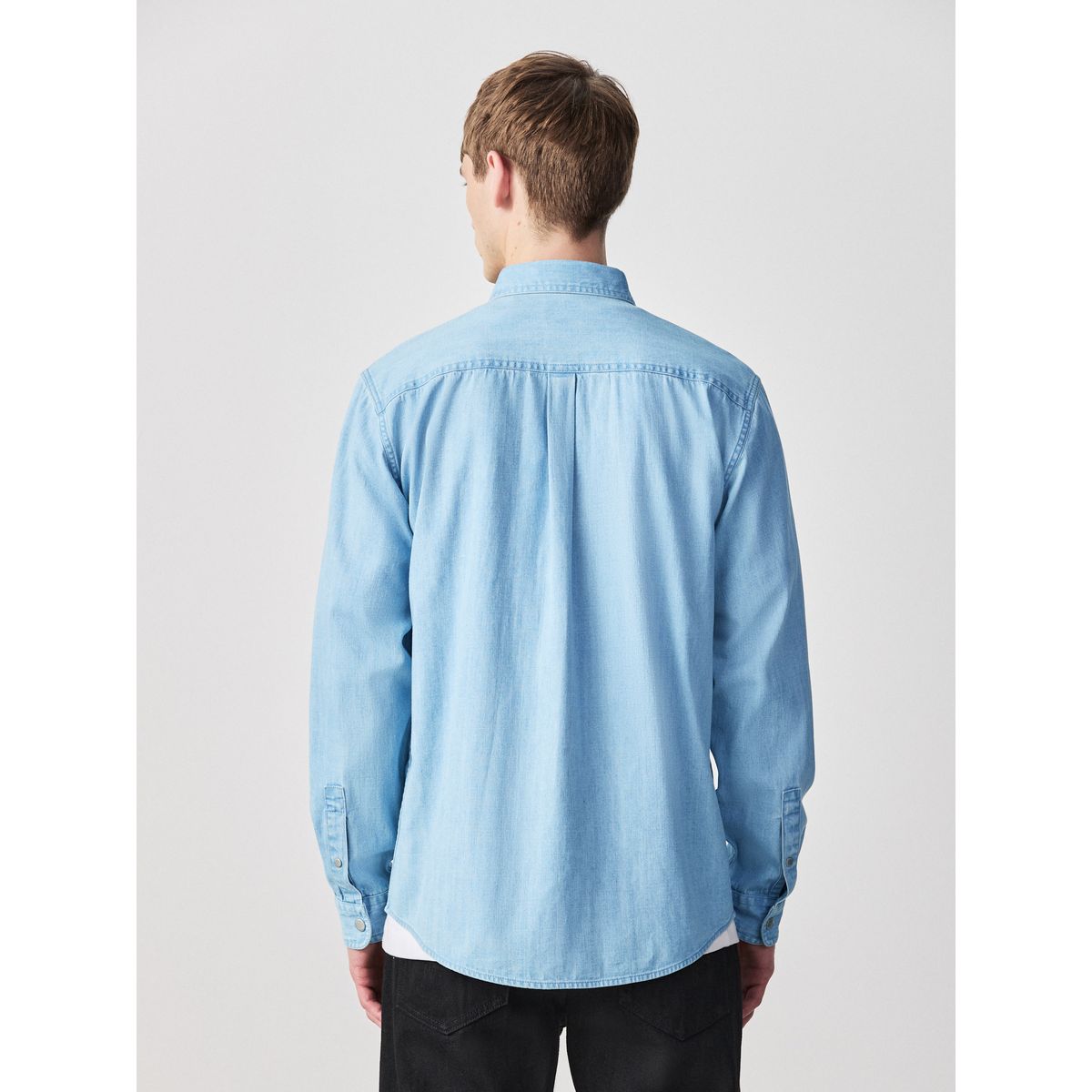 Chemise western en denim à manches longues délavé au javel, NEXT