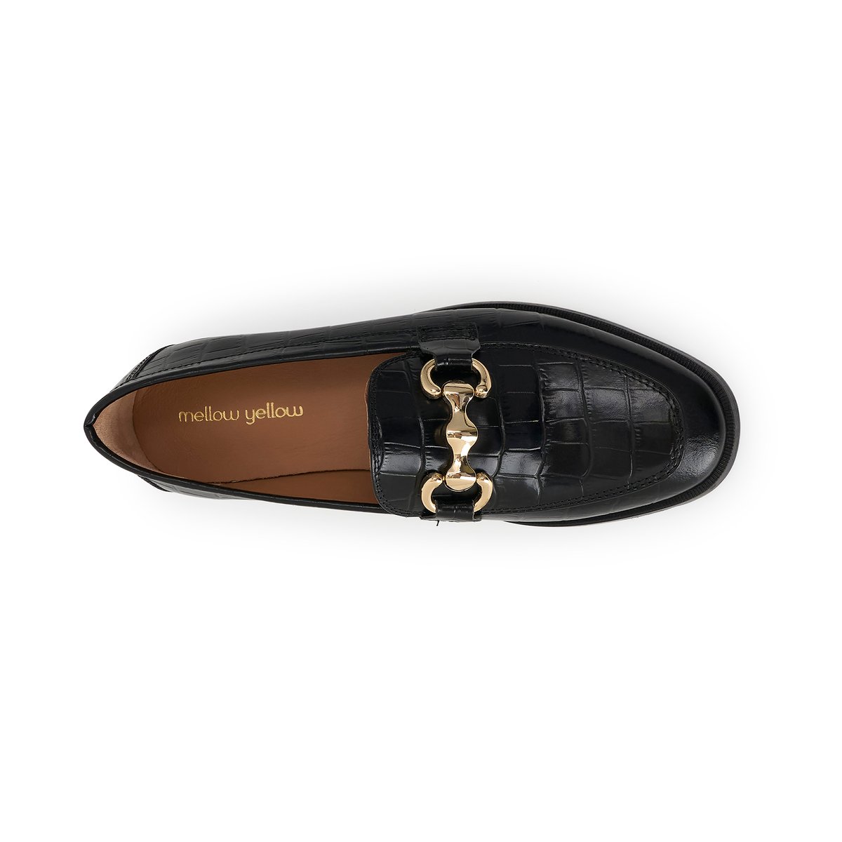 Mocassin en cuir COLETTE croco noir, MELLOW YELLOW