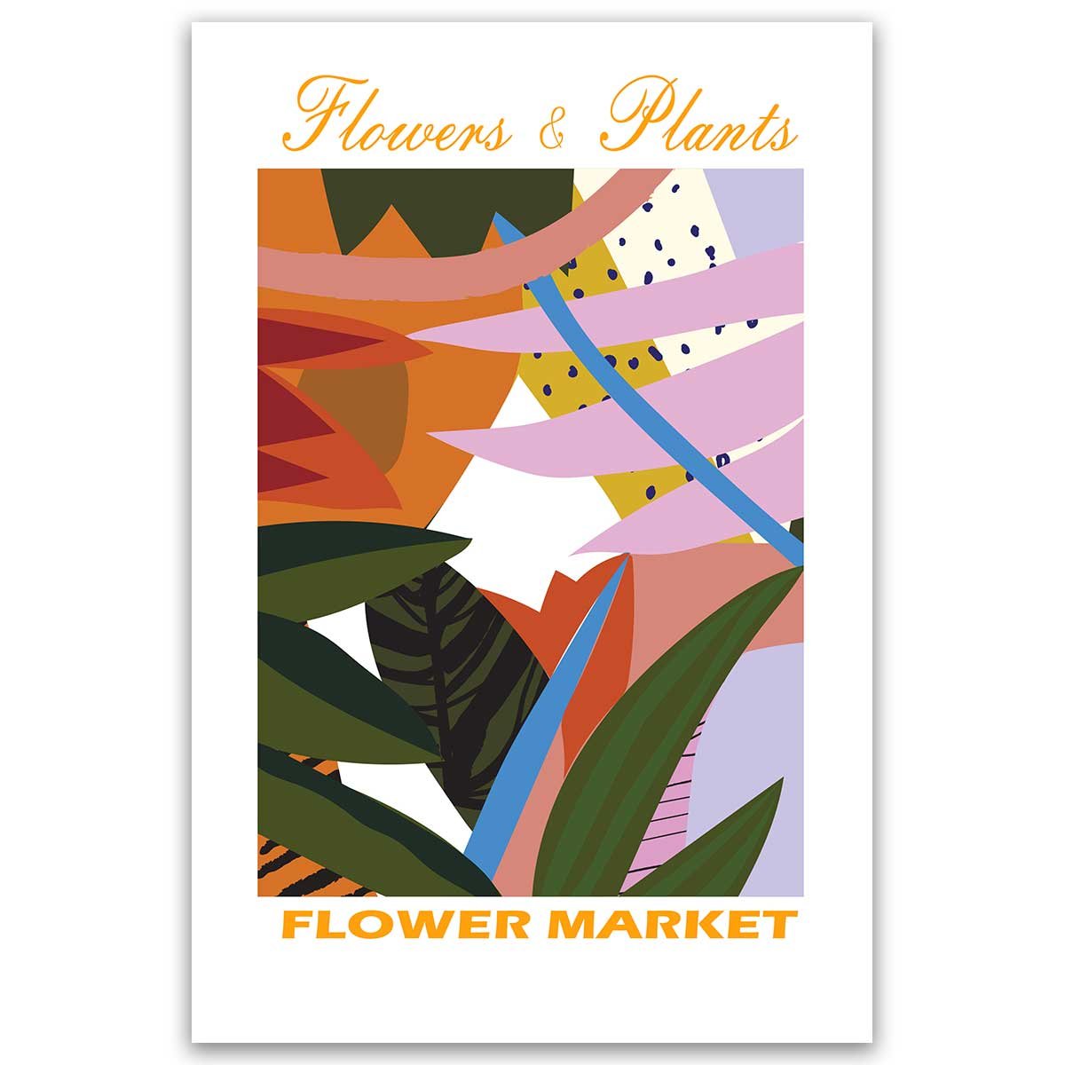 Tableau Flower Market fleurs abstraites colorées toile imprimée, HEXOA