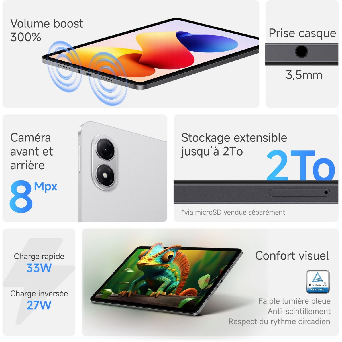 Tablette Android Pack Redmi Pad 2 Pro 128Go + Cover + Clavier gris, XIAOMI