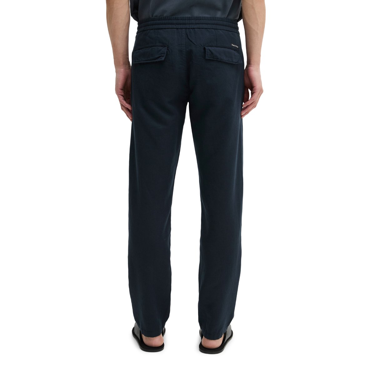 Chino modèle Osby Jogger tapered en mélange de lyocell et de lin bleu foncé, MARC O'POLO
