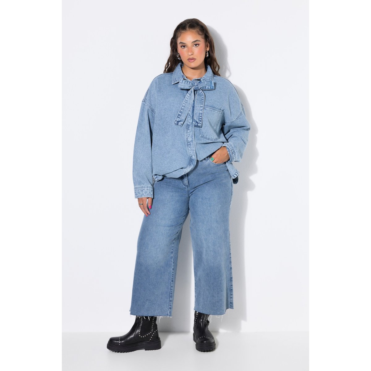 Culotte en jean, jambes larges bleu jean, STUDIO UNTOLD