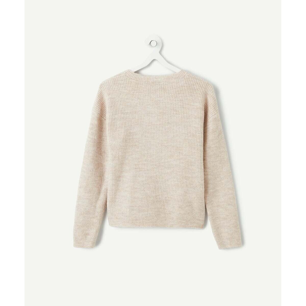 Bow Trim Cardigan beige, TAPE A L'OEIL
