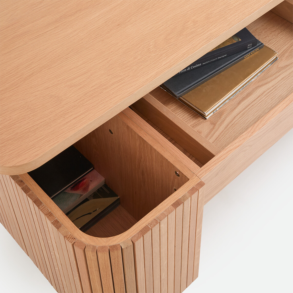 Table basse, avec plateau relevable et rangements cachés, plaqué chêne, LATTI chêne, LA REDOUTE INTERIEURS