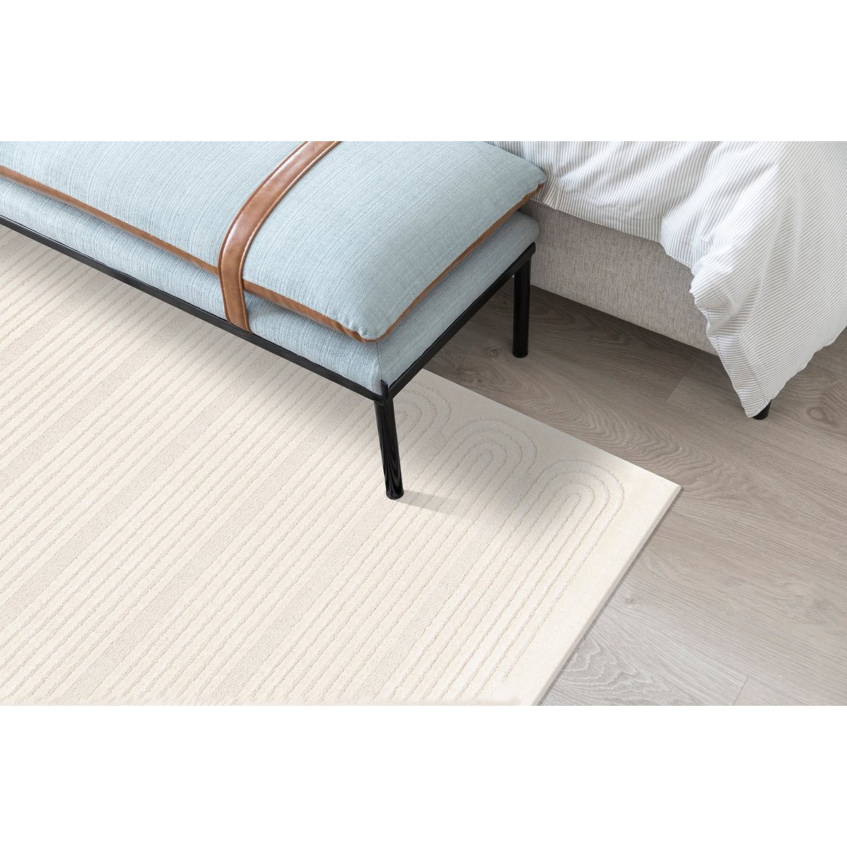 Tapis doux motifs en relief SINEA beige sable, AFK LIVING