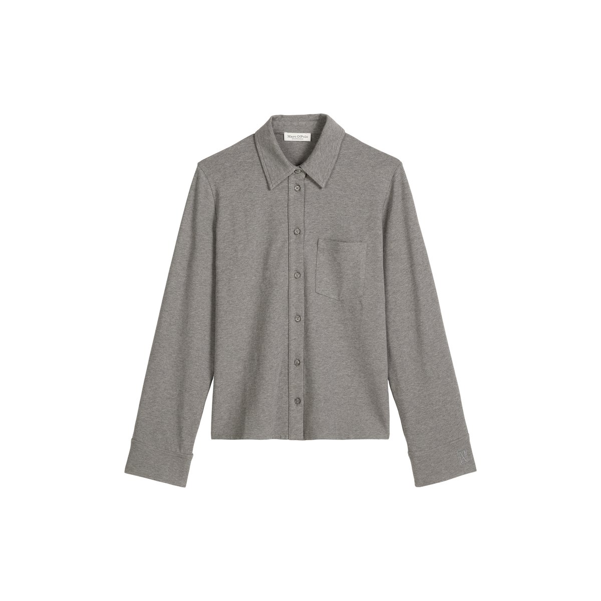 Blouse en jersey regular en coton organique stretch gris, MARC O'POLO