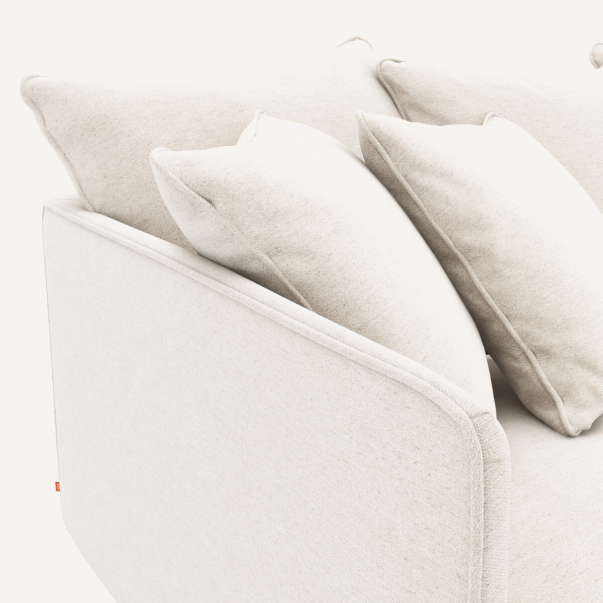 Kompaktes 3-Sitzer-Sofa aus meliertem Canvas, LAZARE elfenbein, AM.PM