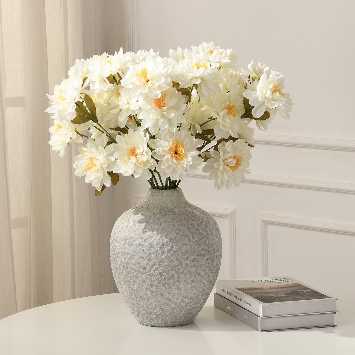 Tige de dahlia 3 fleurs artificielles H63 LES ESSENTIELS blanc, SIA