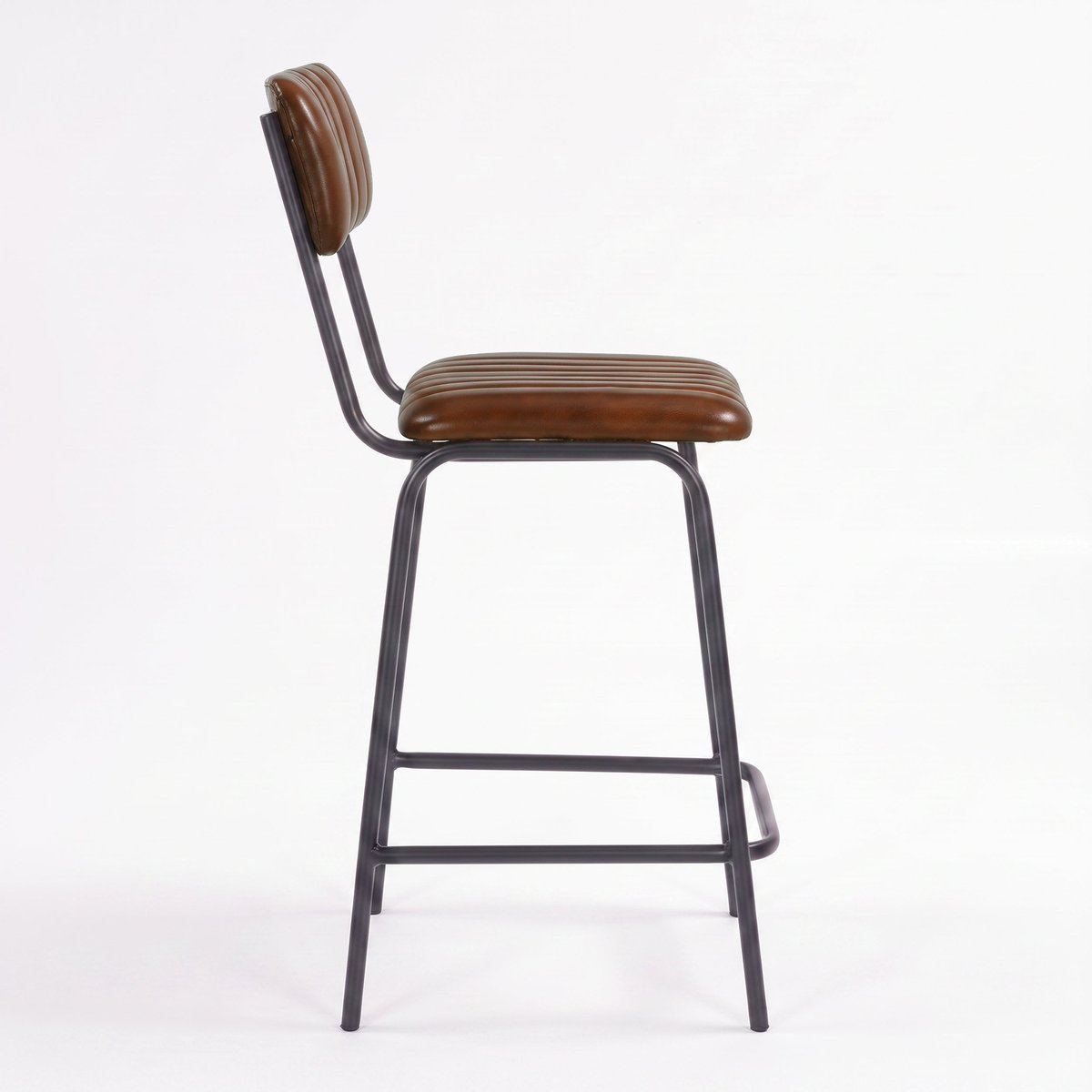 Lot de 2 chaises de bar 65 cm en cuir - ARSÈNE marron, MAISON PAVANE