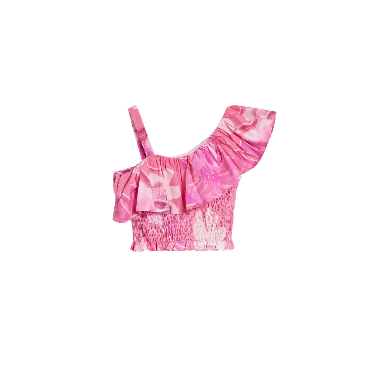 Top à fleurs peplum rouge, DESIGUAL