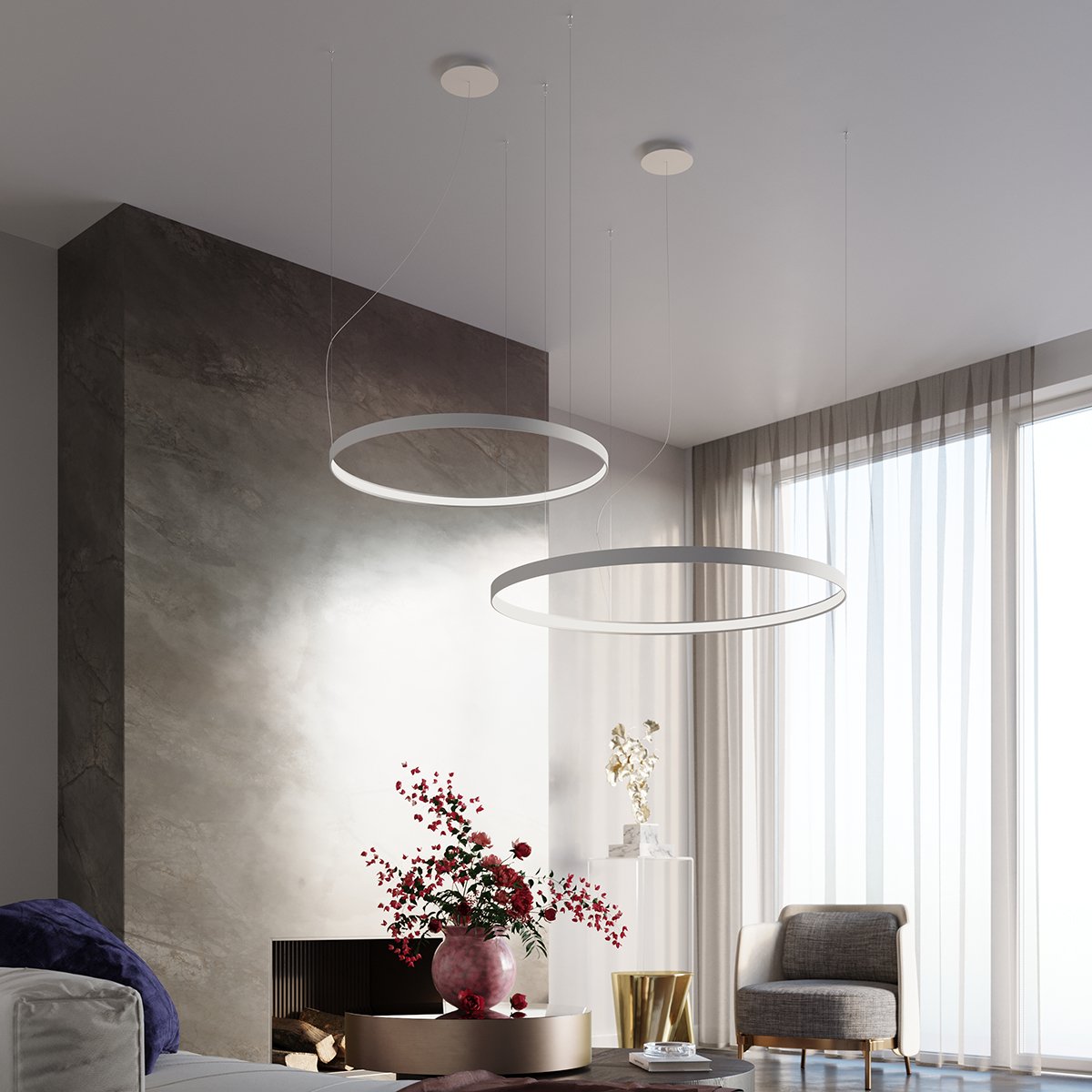 Lustre Aluminium Blanc LED 1 Rio blanc, EDEN