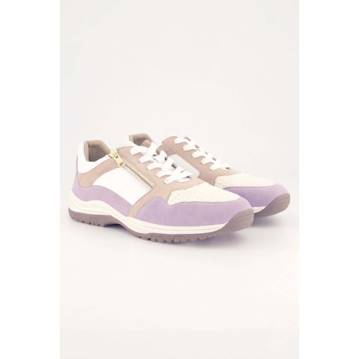 Sneakers en cuir, tirette , pied large lavande, ULLA POPKEN