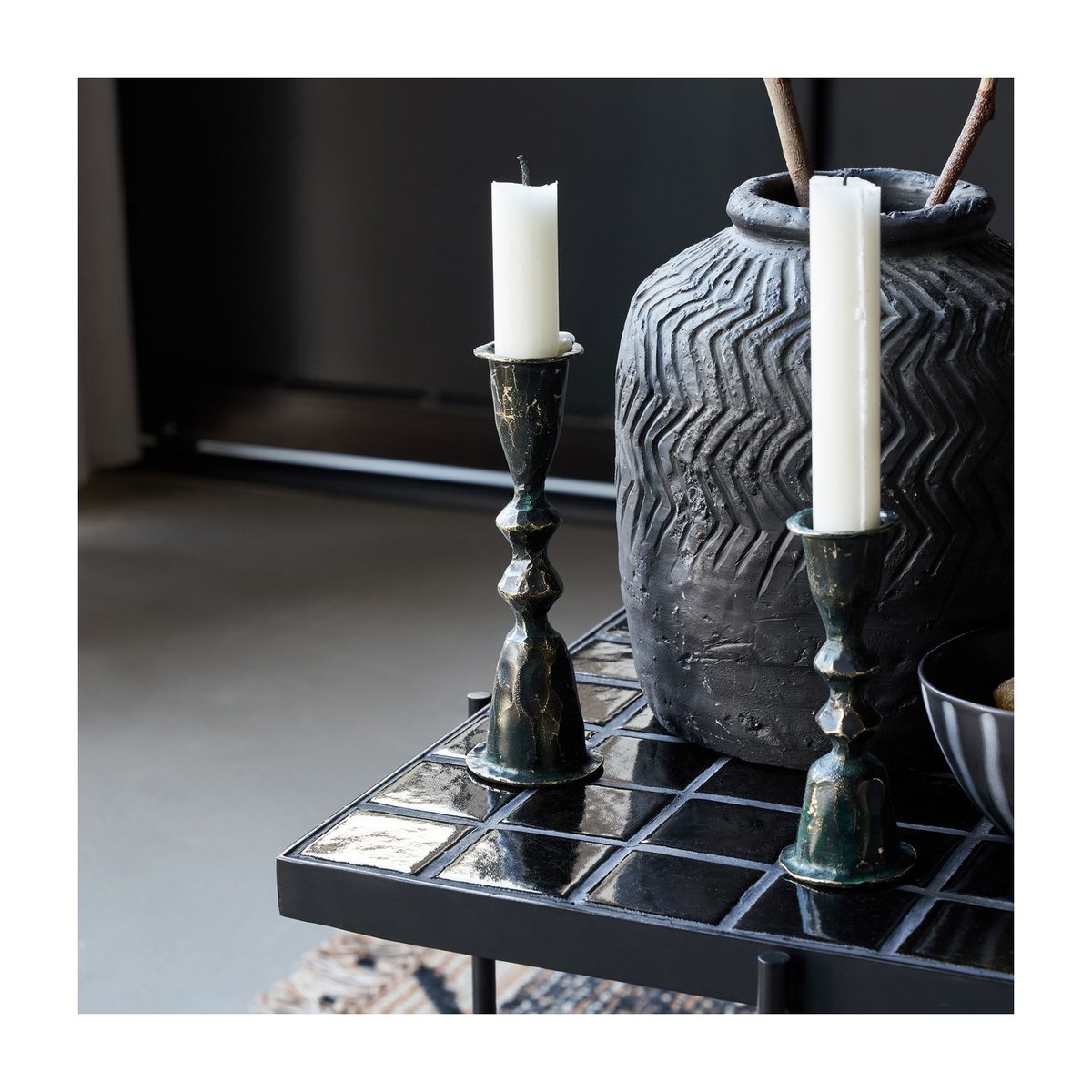 Bougeoir Mero h 16 cm noir, HOUSE DOCTOR