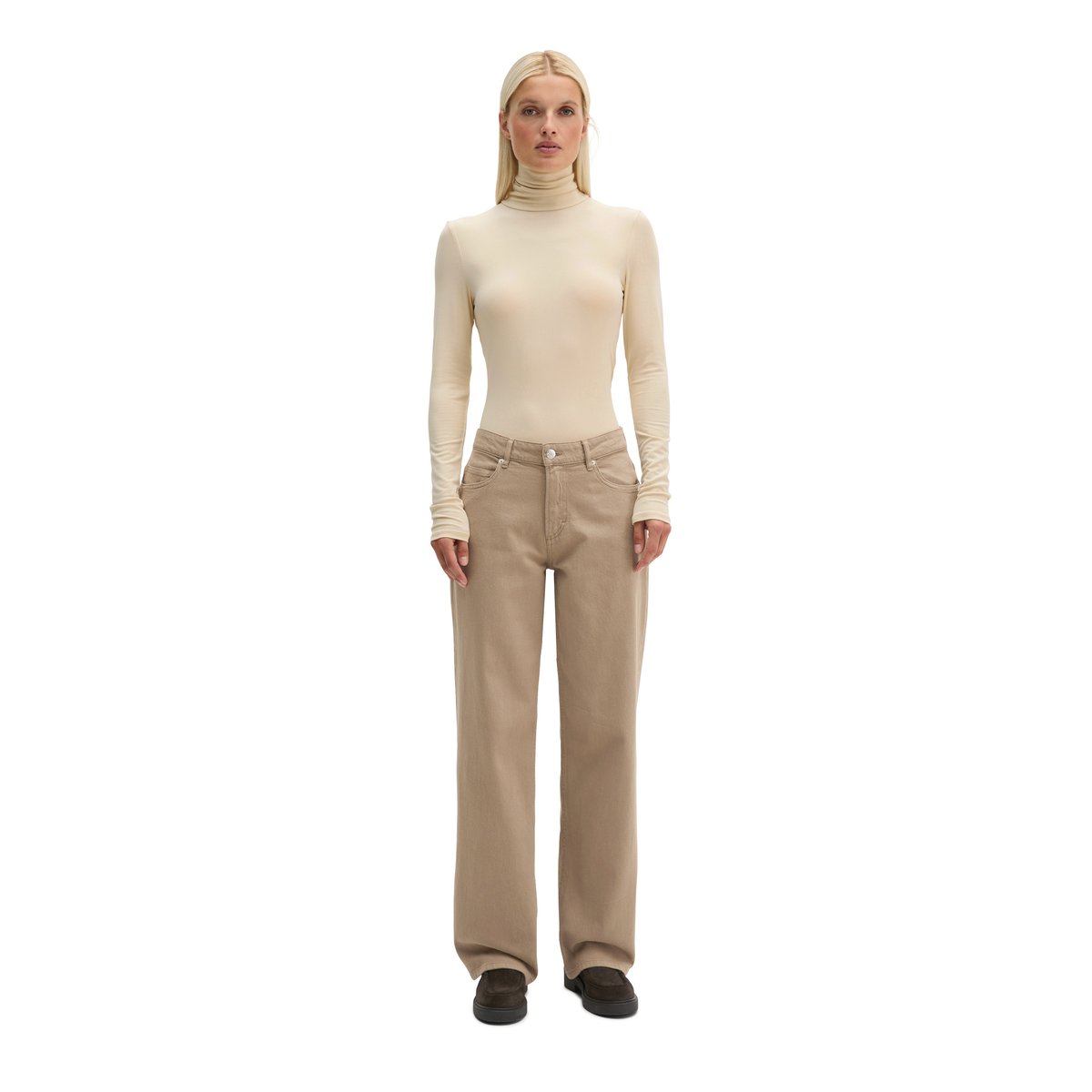 Jean modèle Linn wide en mélange de coton bio beige, MARC O'POLO
