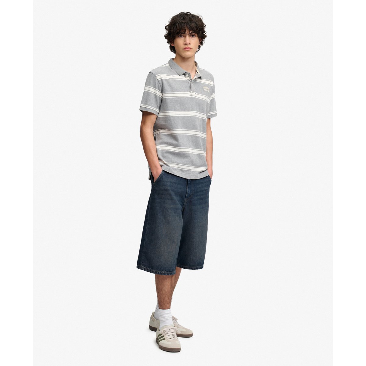 Short en jean délavé oversize indigo vintage vipère, SUPERDRY