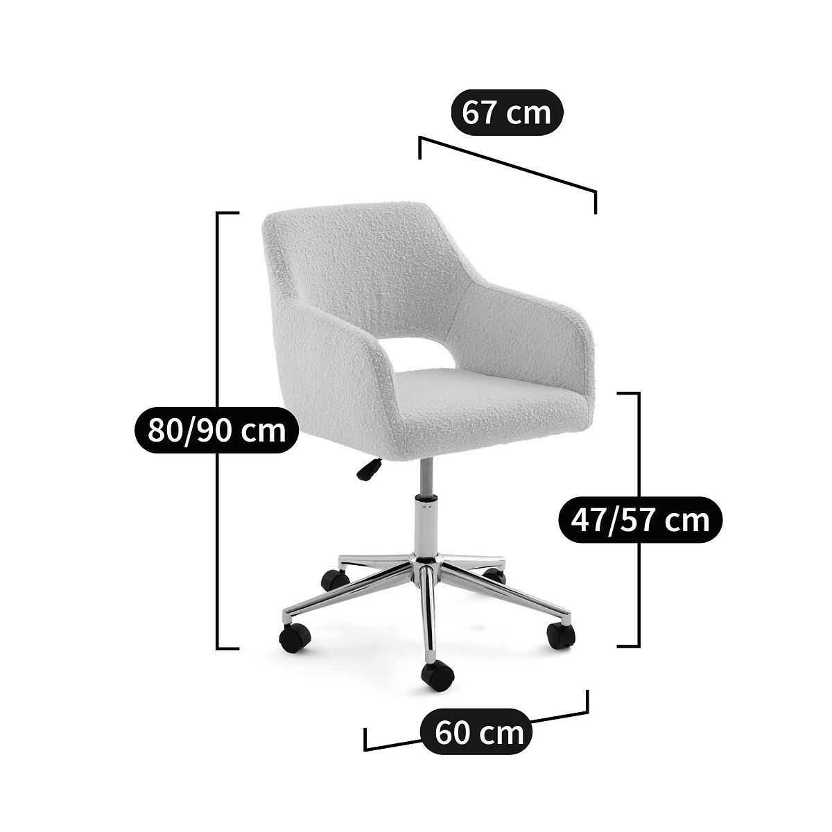 Poltrona da ufficio tessuto bouclé, Esma beige, LA REDOUTE INTERIEURS