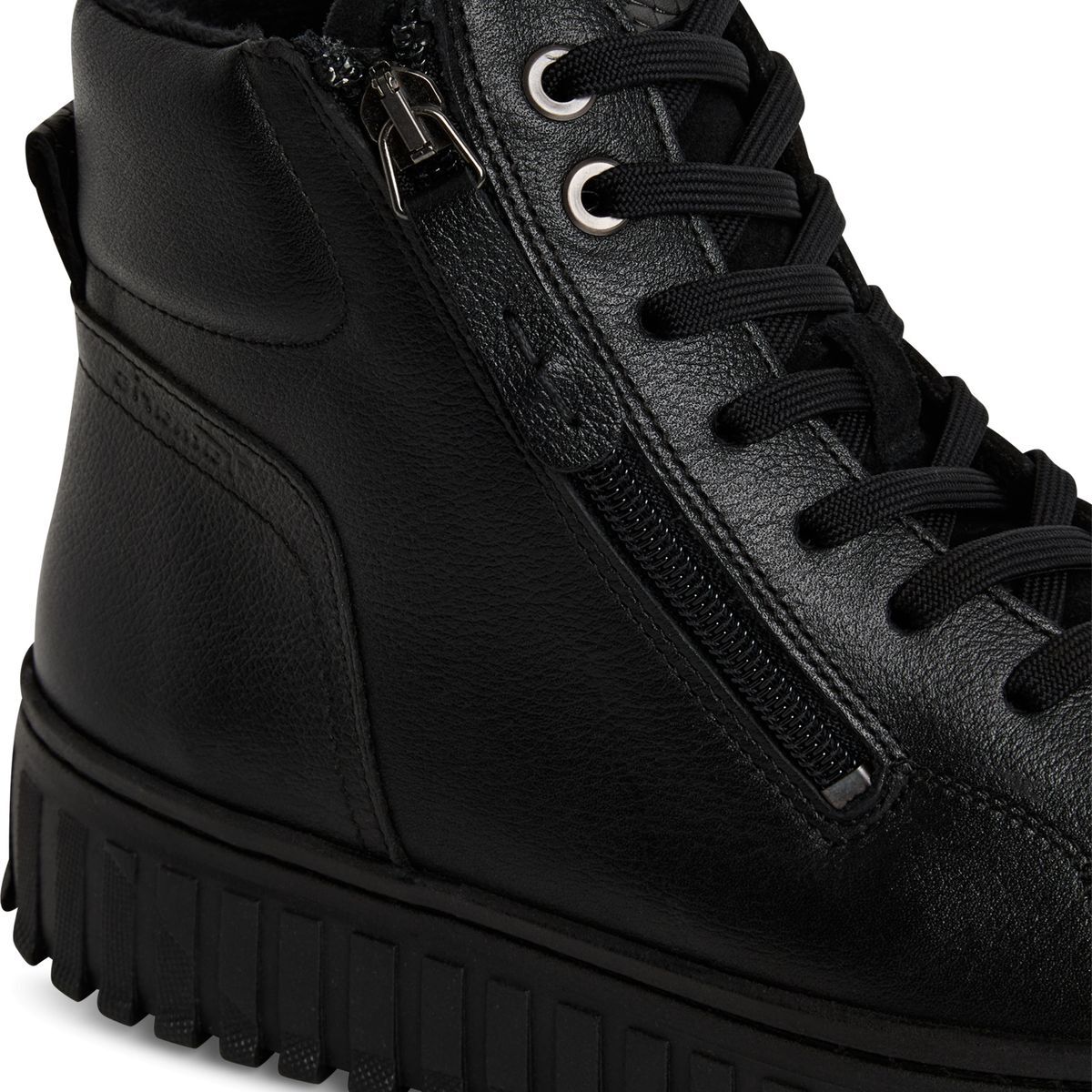 Bottine en cuir noir cuir, TAMARIS
