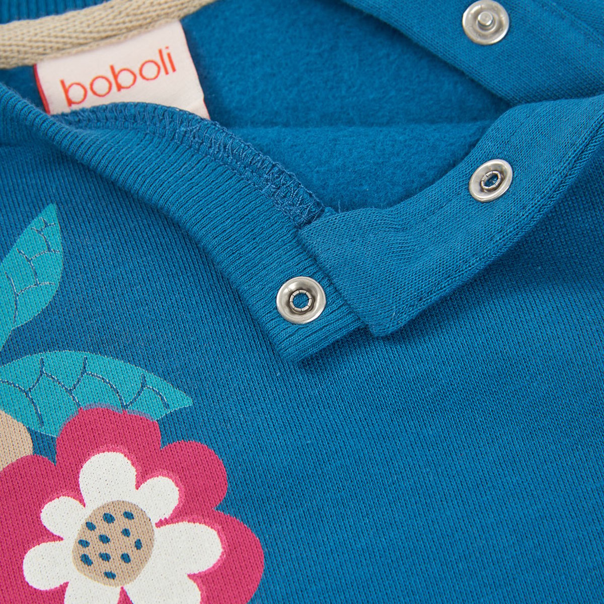 Sweat-shirt fille en molleton imprimé fleurs noir, BOBOLI