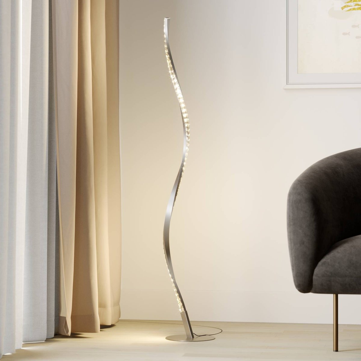 Lampadaire en aluminium moderneLED, Criostal aluminium, transparent, LINDBY