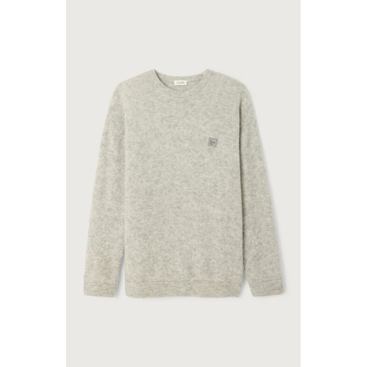 Pull manches longues, col rond, VITOW gris clair chiné, AMERICAN VINTAGE