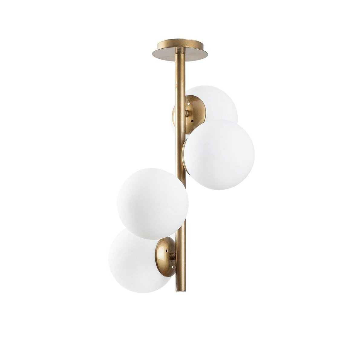 Plafonnier vintage métal doré 4 globes verre dépoli SIERRE doré, PIER IMPORT
