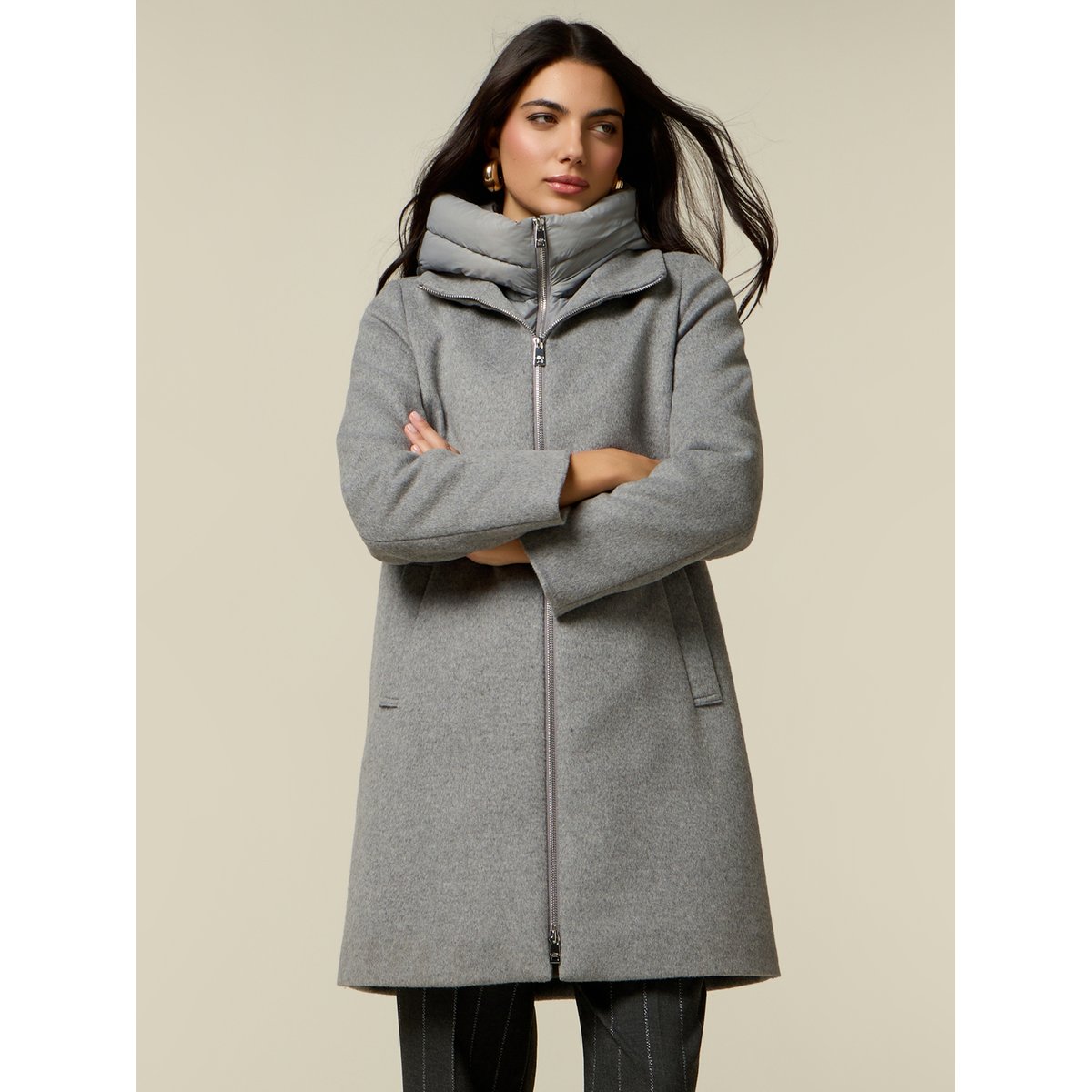 Manteau avec inserts gris, OLTRE