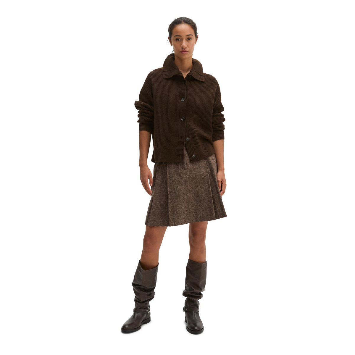 Cardigan ample en mélange de laine vierge douce marron, MARC O'POLO