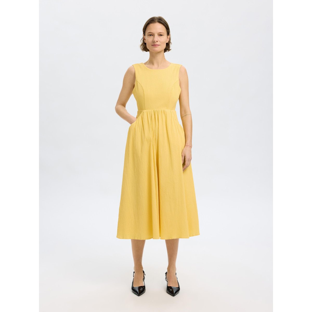 Robe Mi-Longue jaune - sundress, SELECTED