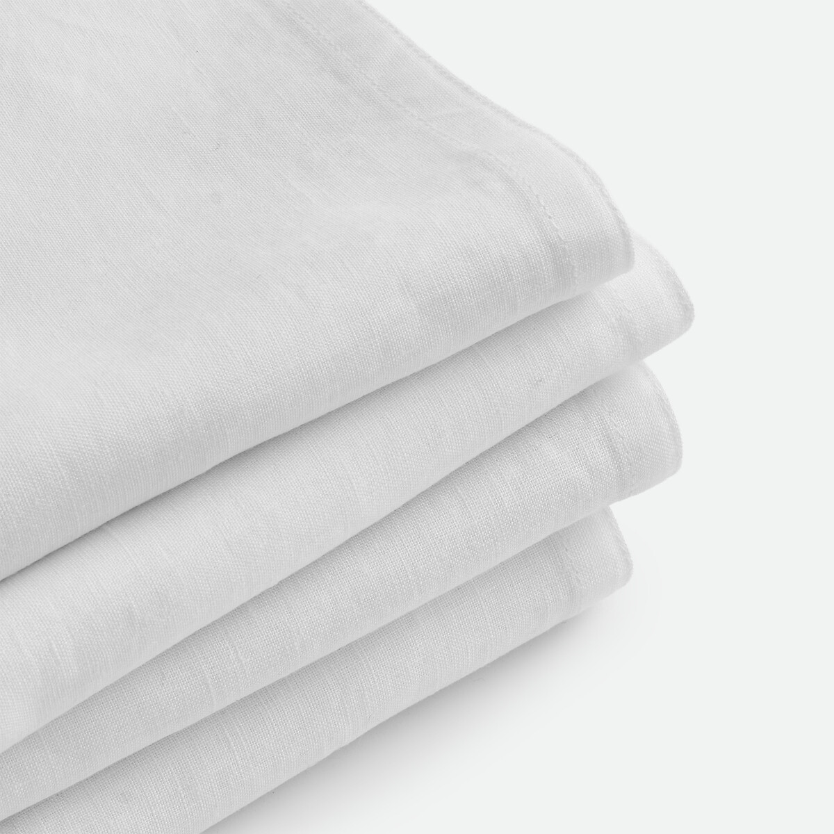 4er-Pack Servietten Victorine, gewaschenes Leinen weiss, LA REDOUTE INTERIEURS