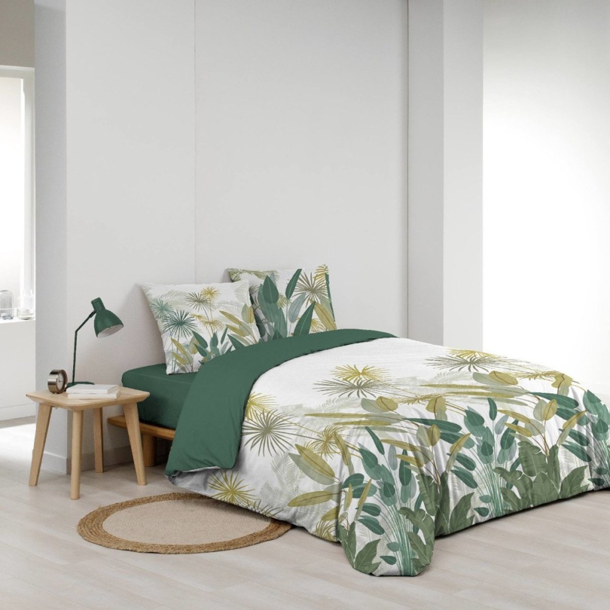 Housse de couette 240x220 + 2 taies OTIKA 100% coton vert, DECORATIE