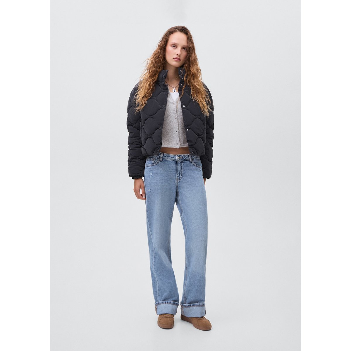 Anorak matelassé imperméable à losanges bleu marine foncé, MANGO TEEN
