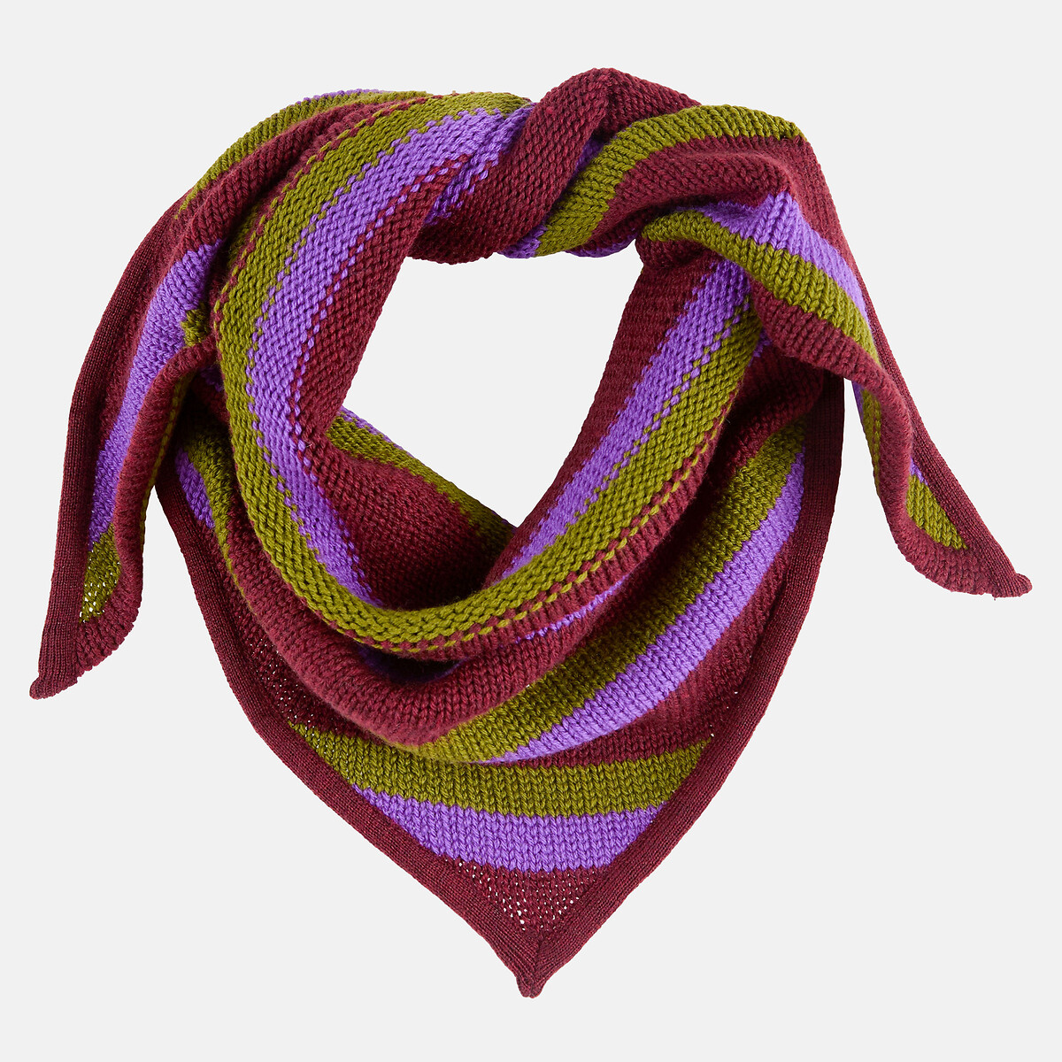 Foulard rayé, en laine mérinos rayé multicolore, LA REDOUTE X MAZORCAS