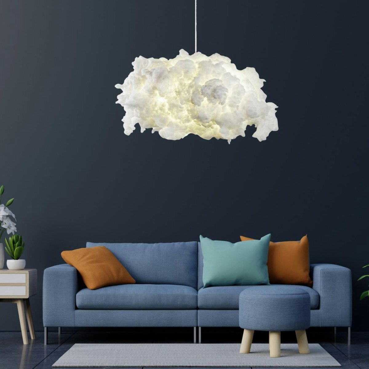 Suspension design blanche effet nuage, pour chambre SILE blanc, PIER IMPORT