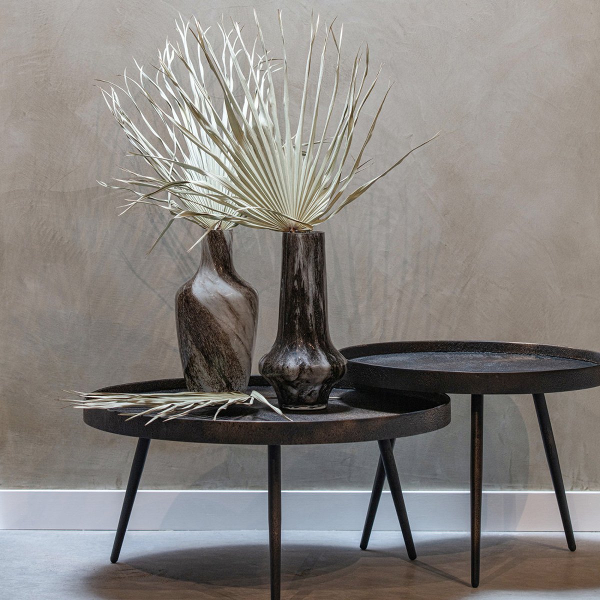 Table basse ronde 76cm- BOUNDS laiton, WOOOD