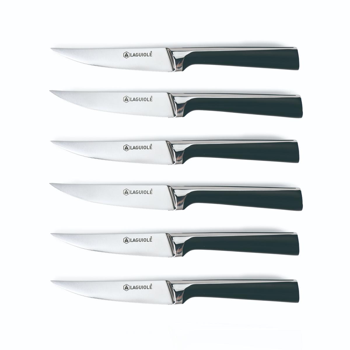 Set de 6 couteaux à steak en acier - "Scintibois" couleur unique, LAGUIOLE CUISSON