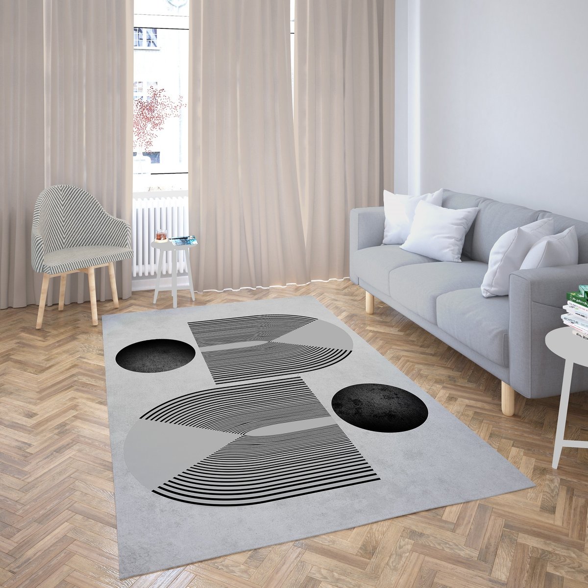Tapis de salon Seventies gris, EDEN