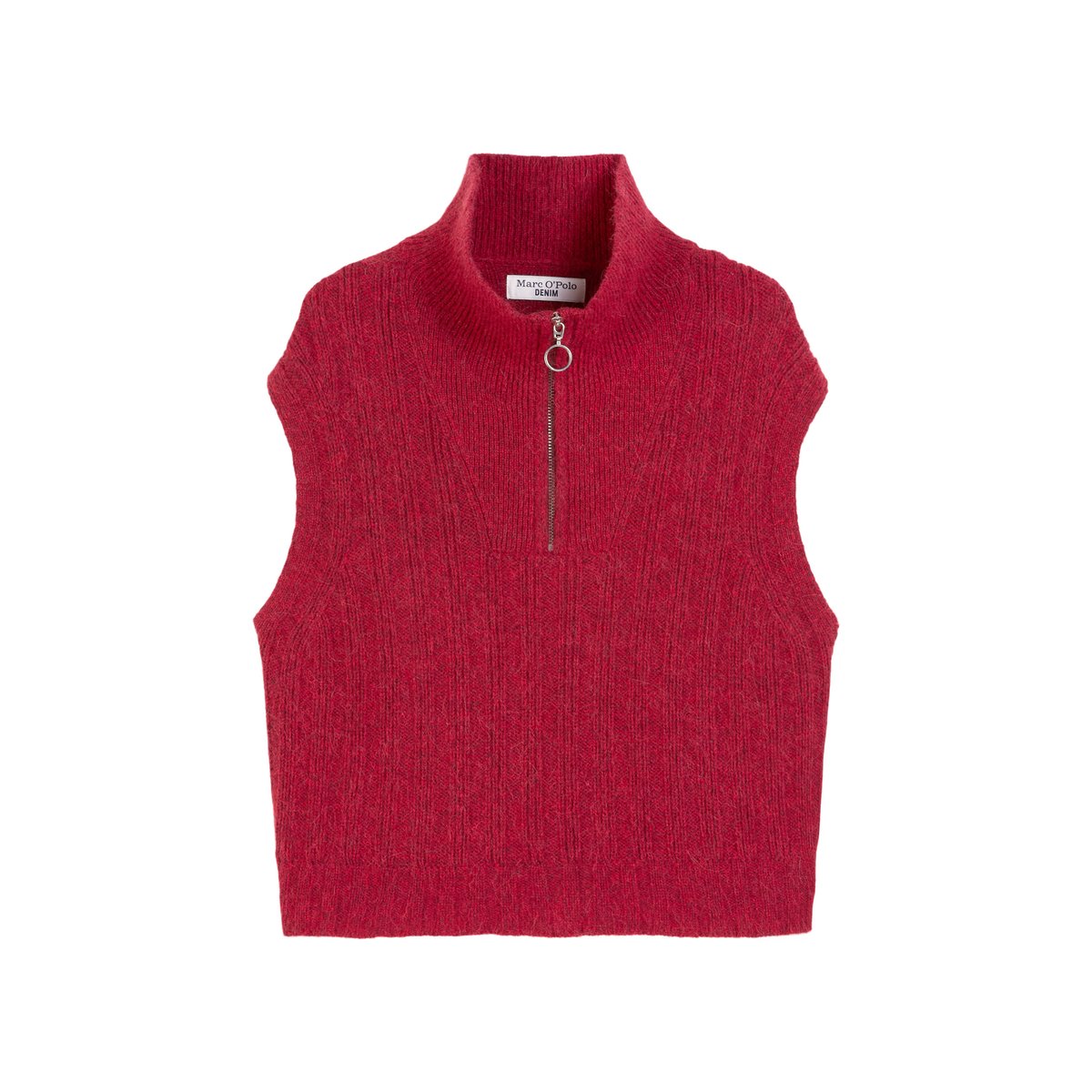 Pull-over troyer relaxed en noble mélange de laine et de laine d'alpaga rouge, MARC O’POLO DENIM