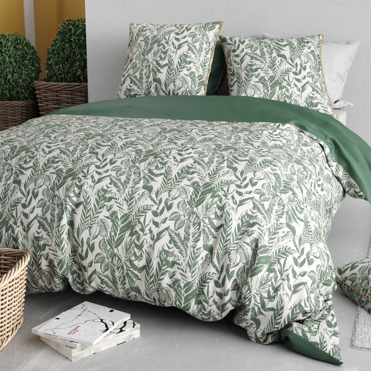 Parure housse de couette en coton, Mangrove blanc, C DESIGN HOME TEXTILE