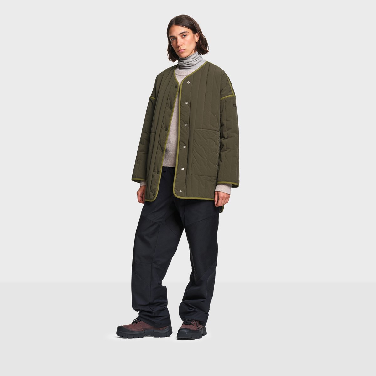 Veste matelassée coupe trapèze déperlante REPREVE vert olive foncé, AIGLE