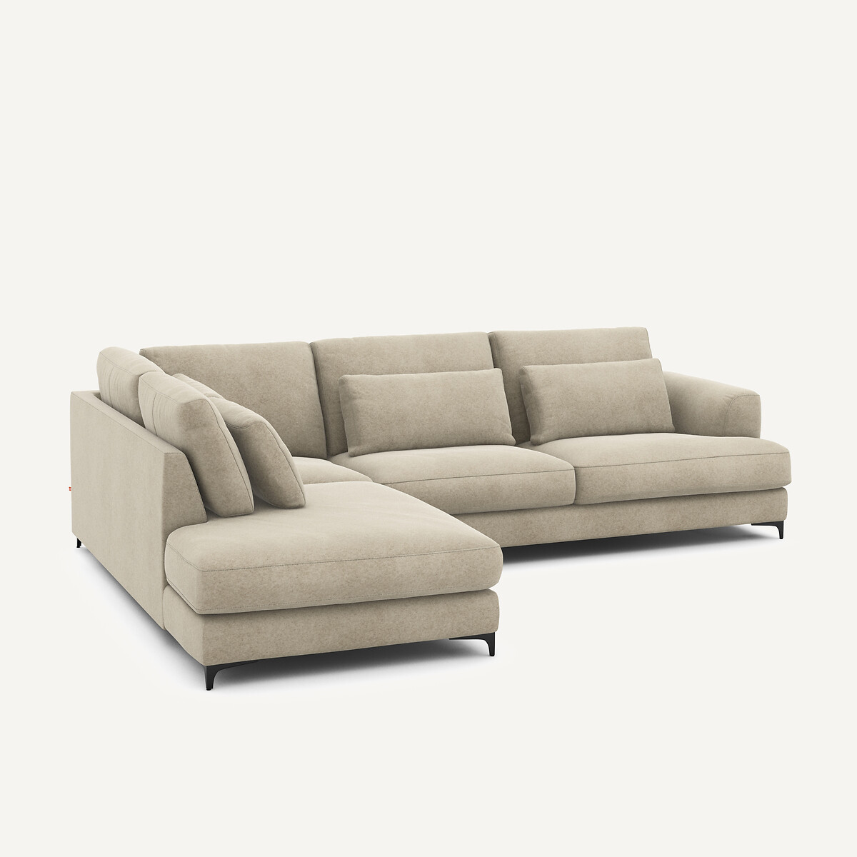 Sofa, linke Ecke, umwandelbar, in Leinenvelours, Marsile albatre, AM.PM