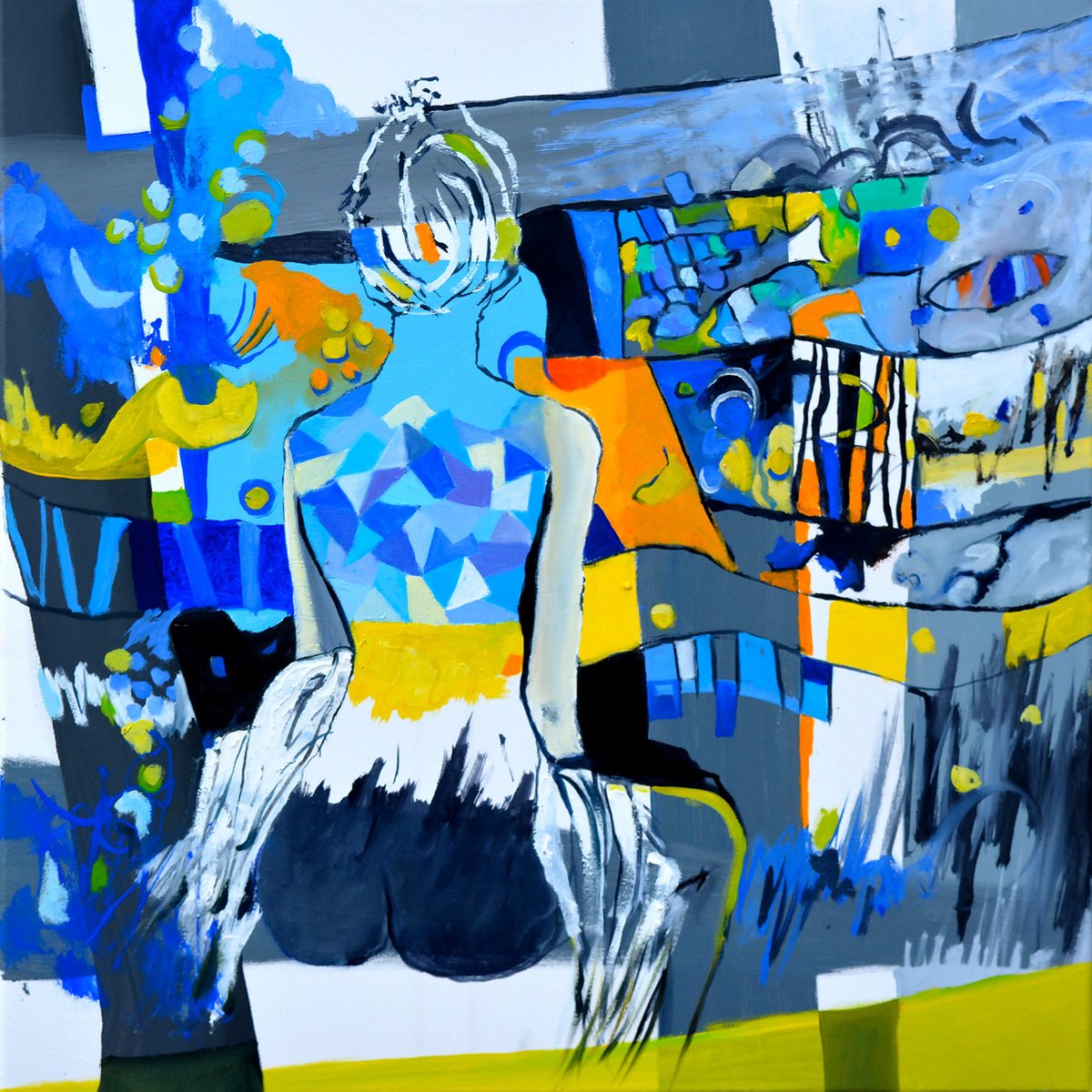 Tableau abstrait nu cubique tableau alu dibond, HEXOA