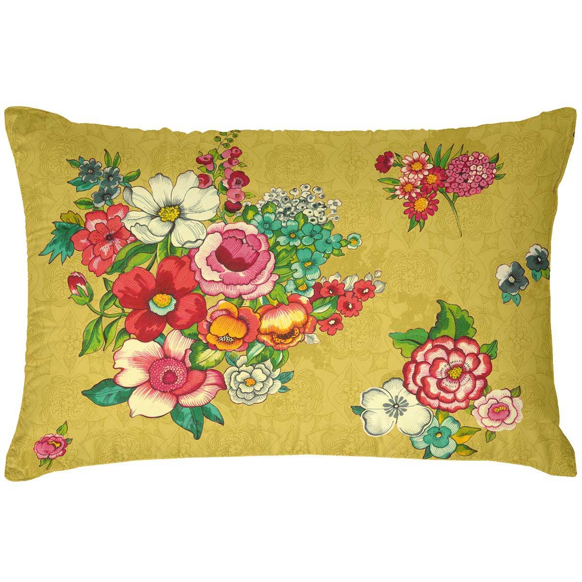Housse de coussin extérieur fleurie, HANAMI jaune, VENT DE BOHÈME