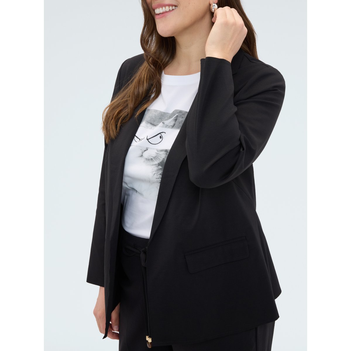 Blazer en jersey Milano noir, FIORELLA RUBINO