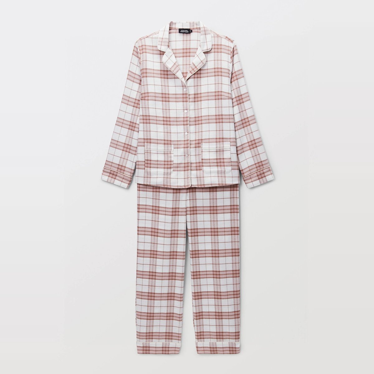 Pyjama long à carreaux en flanelle de coton BIO enduit, MONOPRIX