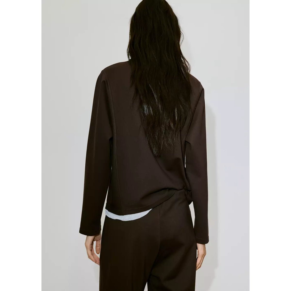 Sweat-shirt col montant zippé marron, MANGO
