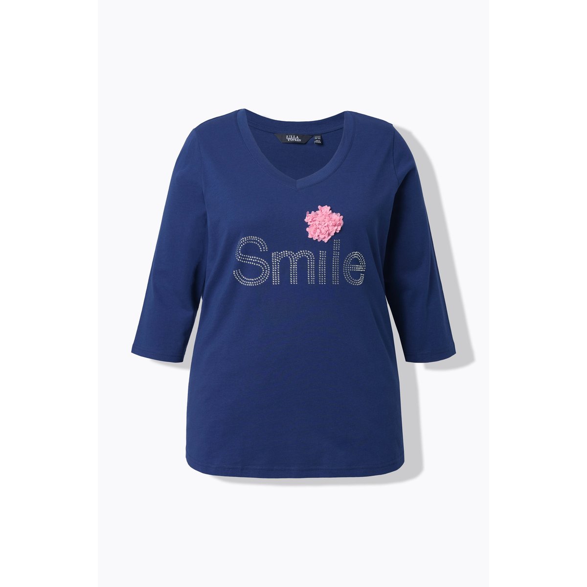 T-shirt message SMILE bleu encre, ULLA POPKEN