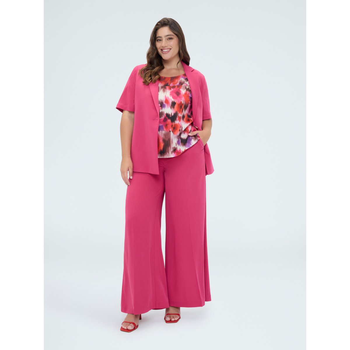 Blazer avec bouton bijou fuchsia, FIORELLA RUBINO