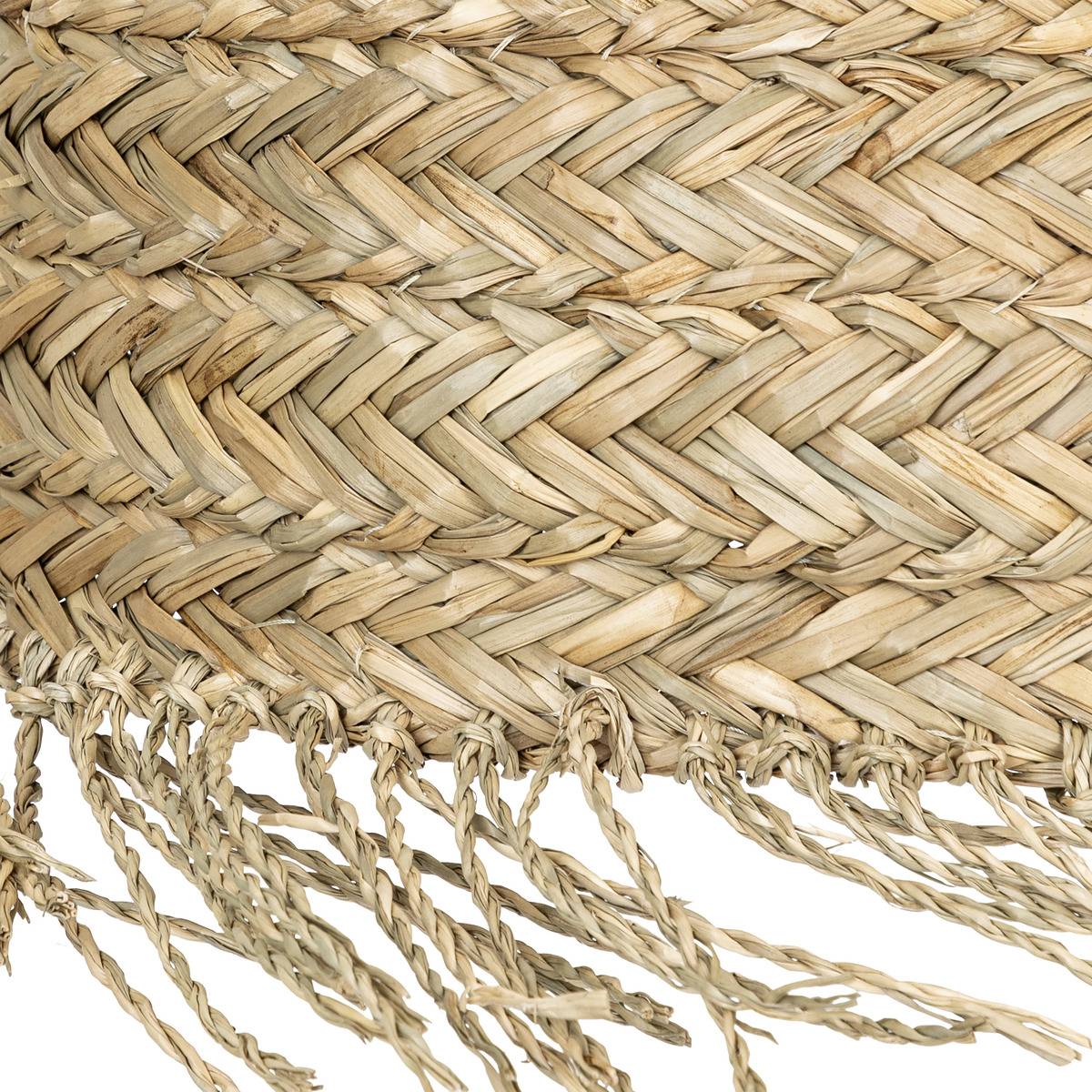 Abat-jour en roseau tressé finition frangée HANIA beige, ATMOSPHERA