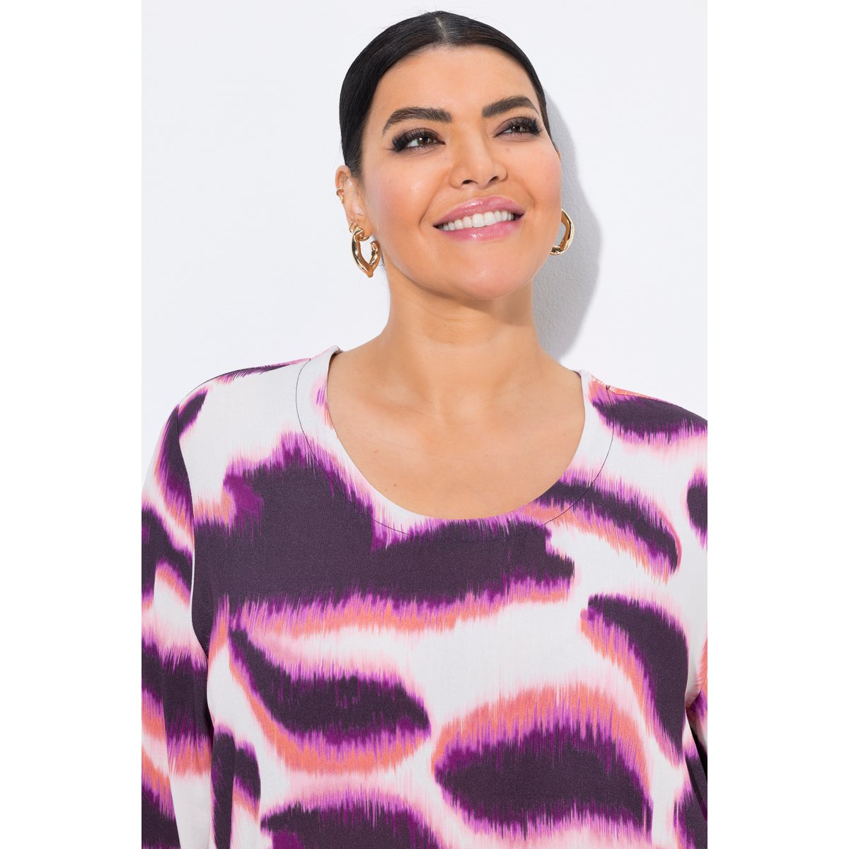Blouse avec imprimé prune foncé, ULLA POPKEN